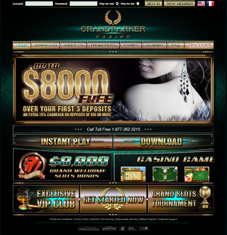 Grand Parker Casino is one the best USA friendly online casinos for bonuses